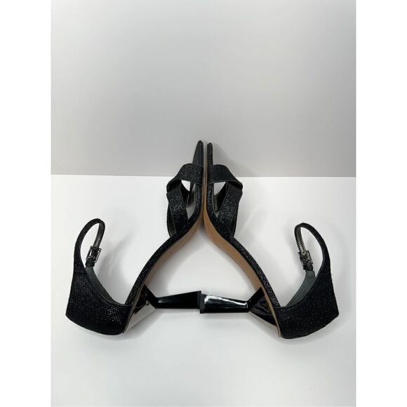 Franco Sarto Sandals Size 9 Black Leather Ankle Strap Sparkly Dress Heels NEW - Picture 7 of 10